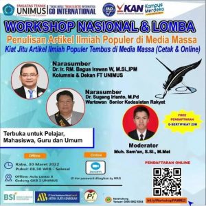 Read more about the article Workshop Nasional & Lomba Penulisan Artikel ilmiah Populer di Media Massa