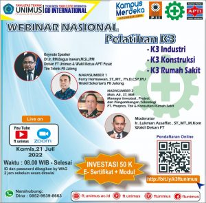 Read more about the article Info Webinar Nasional Pelatihan K3 FT Unimus 2022